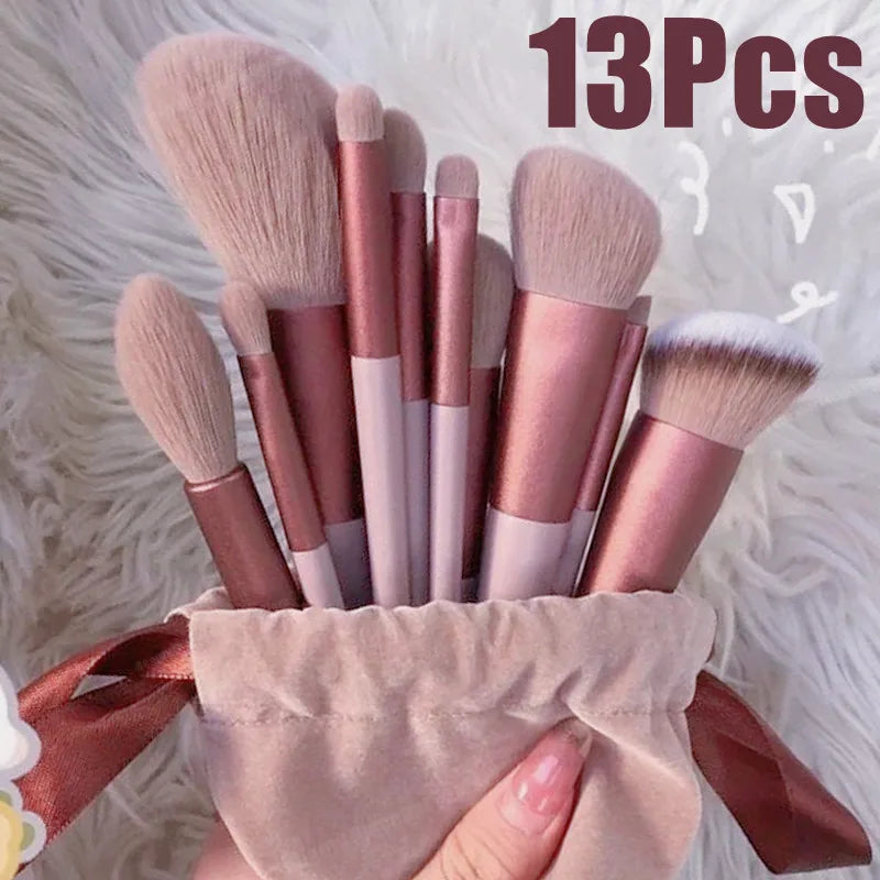 13 PCS Makeup Brushes Set Eye Shadow Foundation Women Cosmetic Brush Eyeshadow Blush Beauty Soft Make up Tools Bag