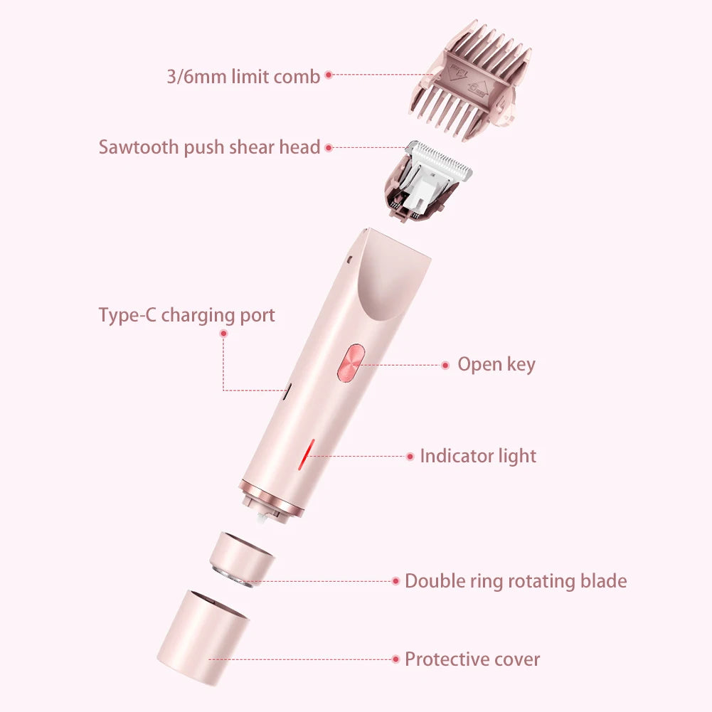 Dual Head Hair Trimer Women Electric Razors Rechargeable Wet Dry Painless Shaer Machine Hair Remoer for Body Private Areas