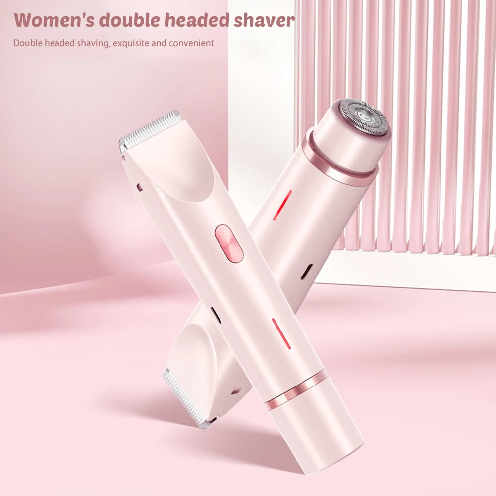 Dual Head Hair Trimer Women Electric Razors Rechargeable Wet Dry Painless Shaer Machine Hair Remoer for Body Private Areas