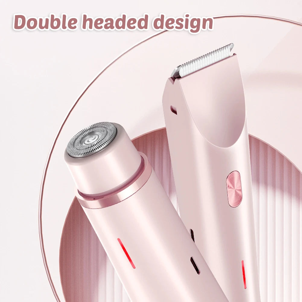 Dual Head Hair Trimer Women Electric Razors Rechargeable Wet Dry Painless Shaer Machine Hair Remoer for Body Private Areas